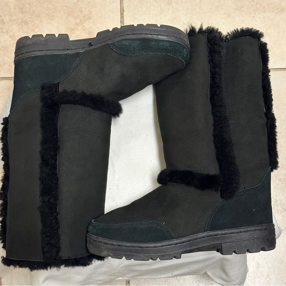 UGG Sundance 2 5325 Black Shearling Tall Winter Boots Sz 8
